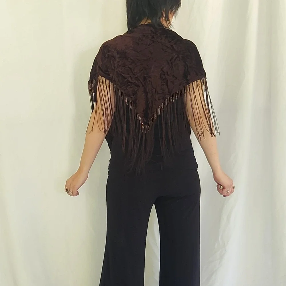 Vintage Brown Velvet‎ Shawl